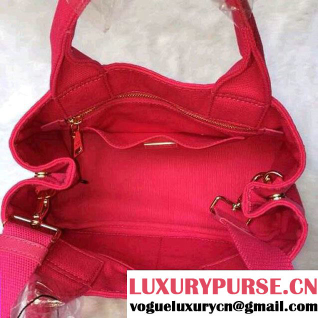 Prada Logo-Print Canvas Tote Bag in Pink