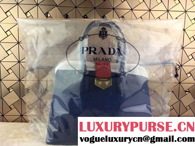 Prada BN2755 Saffiano Cuir Leather Tote Bag Ink Blue 2014
