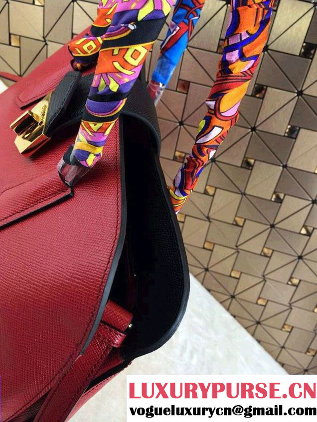 Prada BN2755 Saffiano Cuir Leather Tote Bag Red 2014