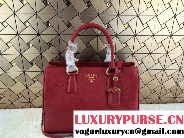 Prada Deerskin Pattern Shopping Tote Bag BR4743 Red 2014