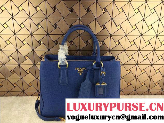 Prada Deerskin Pattern Shopping Tote Bag BR4743 Blue 2014