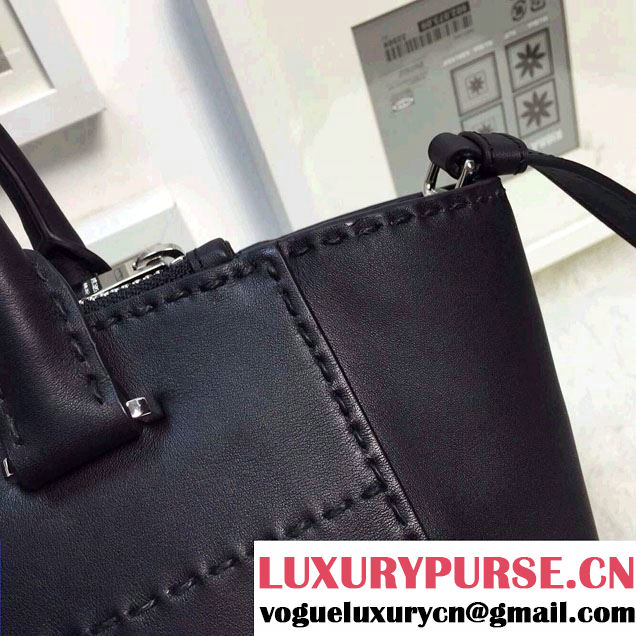 Prada Hand-stitched City Calf Leather Tote Bag B2861K Black 2015
