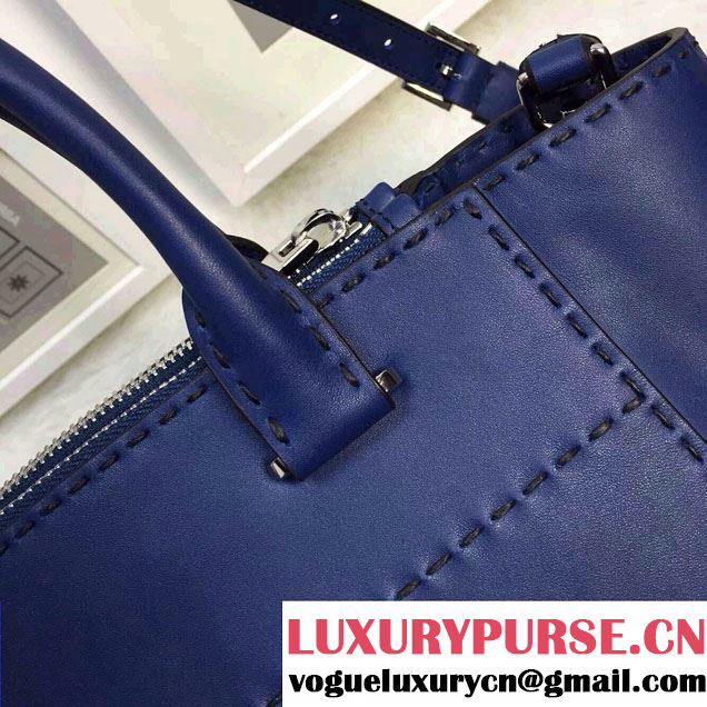 Prada Hand-stitched City Calf Leather Tote Bag B2861K Cornflower Blue 2015