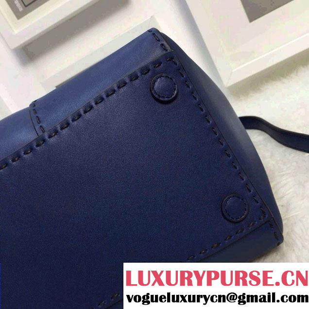 Prada Hand-stitched City Calf Leather Tote Bag B2861K Cornflower Blue 2015