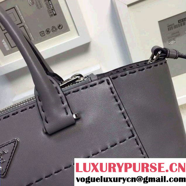 Prada Hand-stitched City Calf Leather Tote Bag B2861K Marble 2015