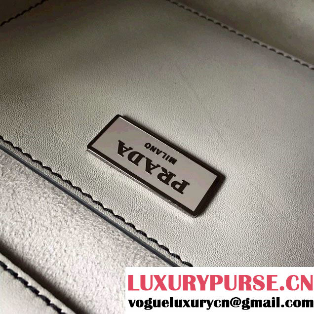 Prada Hand-stitched City Calf Leather Tote Bag B2861K Chalk White 2015