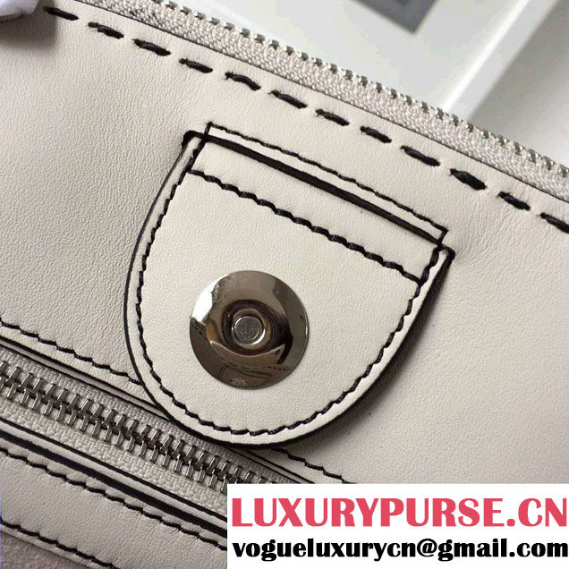 Prada Hand-stitched City Calf Leather Tote Bag B2861K Chalk White 2015