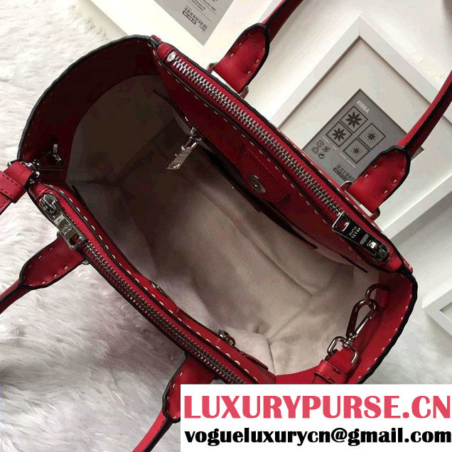 Prada Hand-stitched City Calf Leather Tote Bag B2861K Red 2015