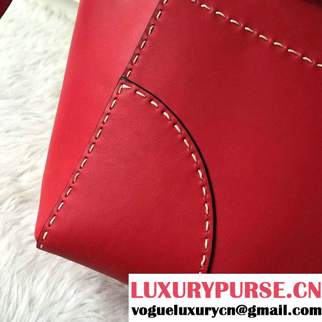 Prada Hand-stitched City Calf Leather Tote Bag B2861K Red 2015