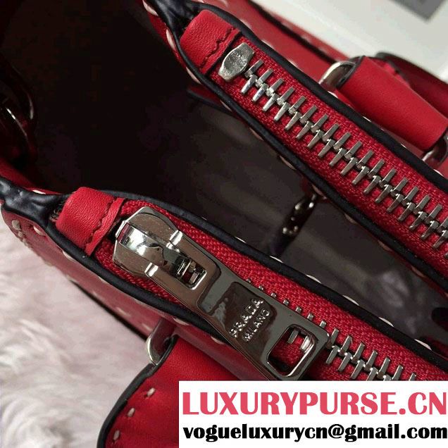 Prada Hand-stitched City Calf Leather Tote Bag B2861K Red 2015