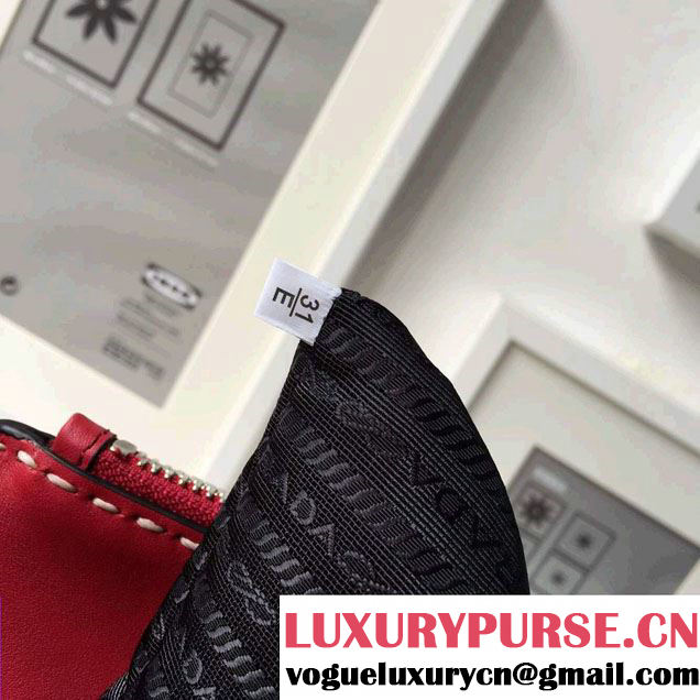 Prada Hand-stitched City Calf Leather Tote Bag B2861K Red 2015