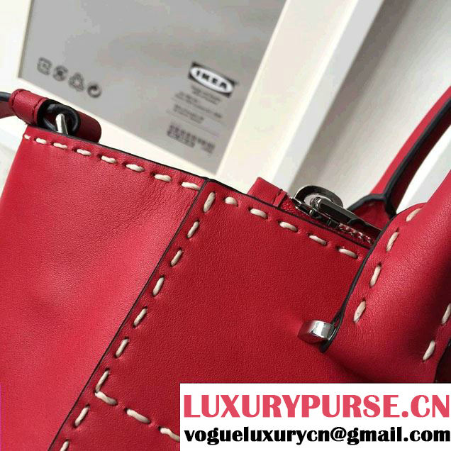 Prada Hand-stitched City Calf Leather Tote Bag B2861K Red 2015