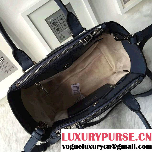 Prada Hand-stitched City Calf Leather Tote Bag B2861K Baltic Blue 2015
