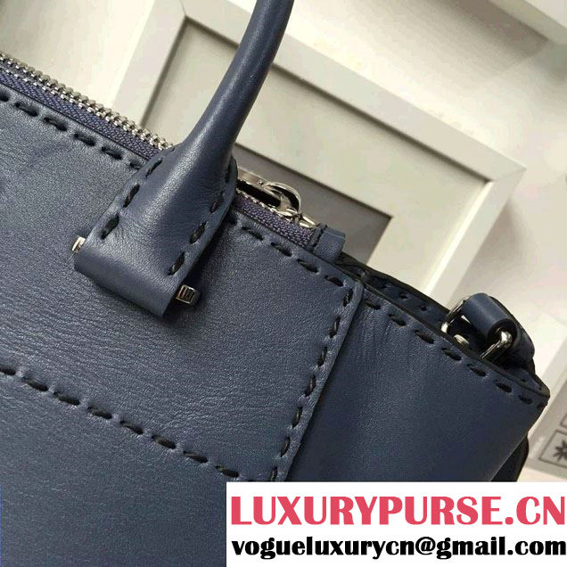 Prada Hand-stitched City Calf Leather Tote Bag B2861K Baltic Blue 2015