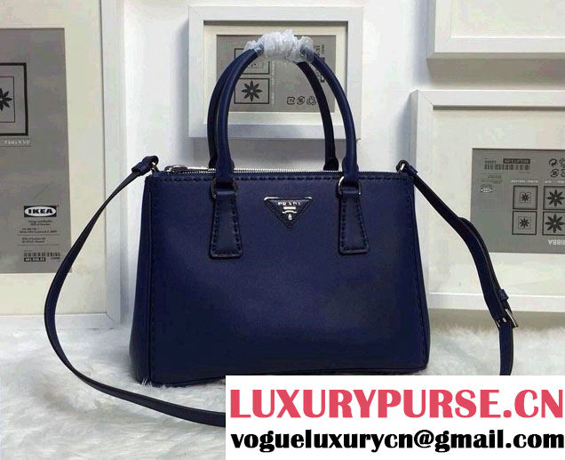 Prada Hand-stitched City Calf Leather Tote Bag BN2863 Cornflower Blue 2015