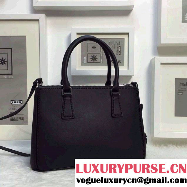 Prada Hand-stitched City Calf Leather Tote Bag BN2863 Black 2015