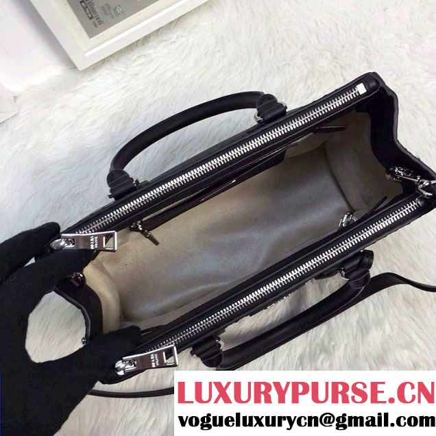 Prada Hand-stitched City Calf Leather Tote Bag BN2863 Black 2015