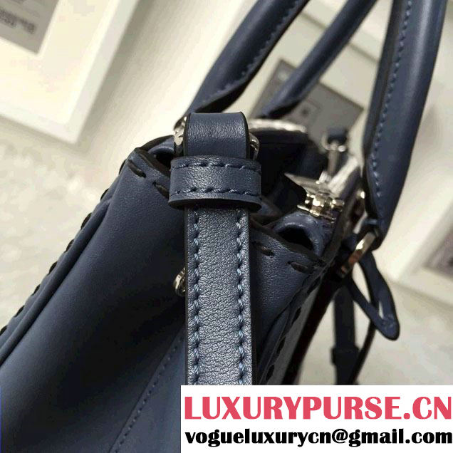 Prada Hand-stitched City Calf Leather Tote Bag BN2863 Baltic Blue 2015