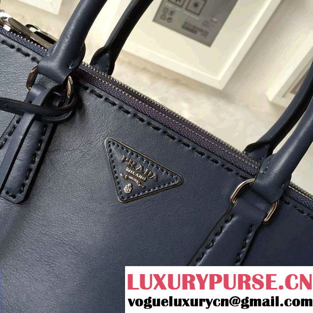Prada Hand-stitched City Calf Leather Tote Bag BN2863 Baltic Blue 2015