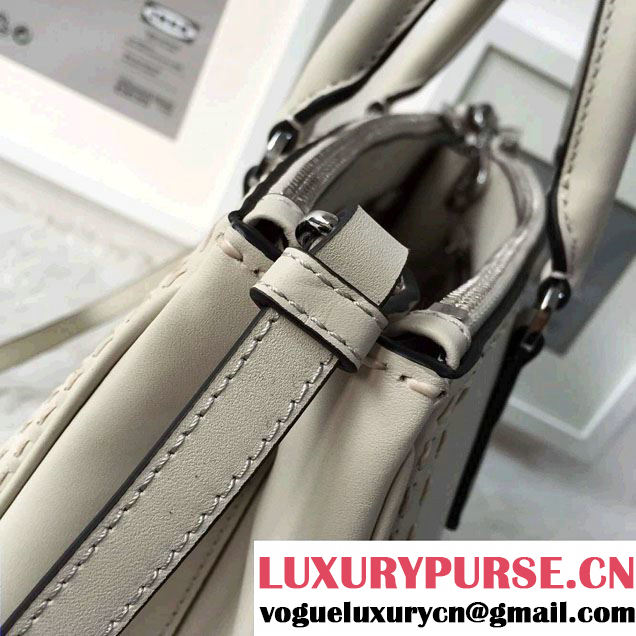 Prada Hand-stitched City Calf Leather Tote Bag BN2274 Chalk White 2015