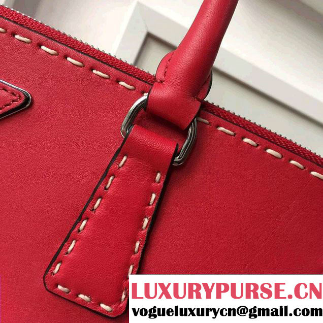 Prada Hand-stitched City Calf Leather Tote Bag BN2274 Red 2015