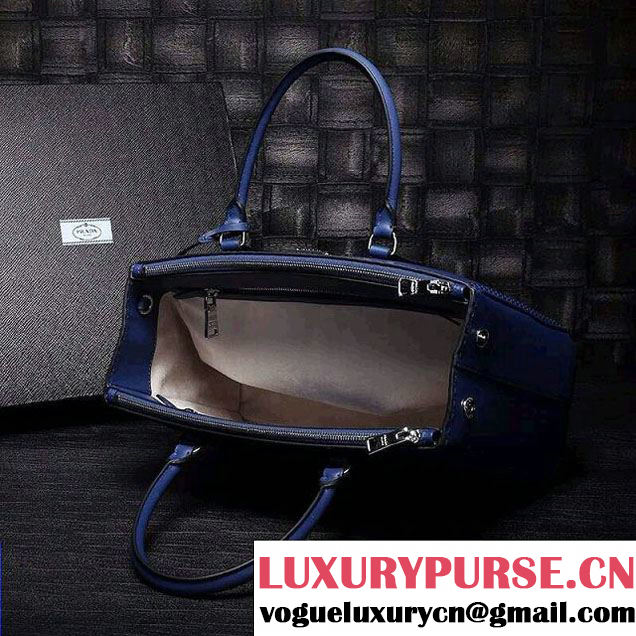 Prada Hand-stitched City Calf Leather Tote Bag BN2274 Cornflower Blue 2015