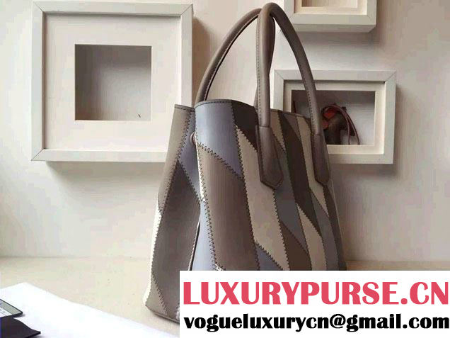 Prada Patchwork Double Handle Tote Bag B2887P Multicolor Gray 2015