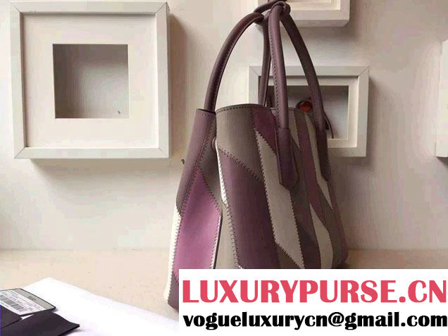 Prada Patchwork Double Handle Tote Bag B2887P Multicolor Purple 2015
