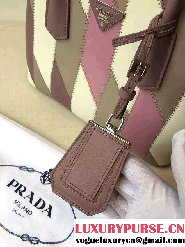 Prada Patchwork Double Handle Tote Bag B2887P Multicolor Purple 2015