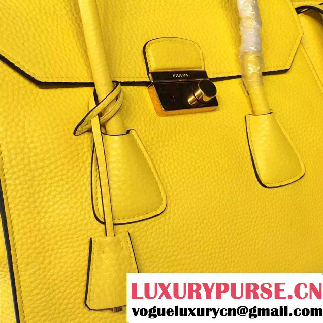 Prada Clemence Leather Tote Bag 2669 Yellow 2015
