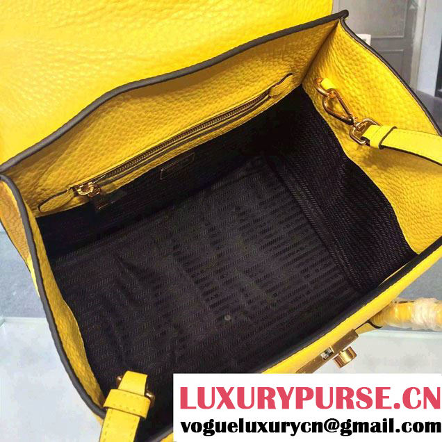 Prada Clemence Leather Tote Bag 2669 Yellow 2015