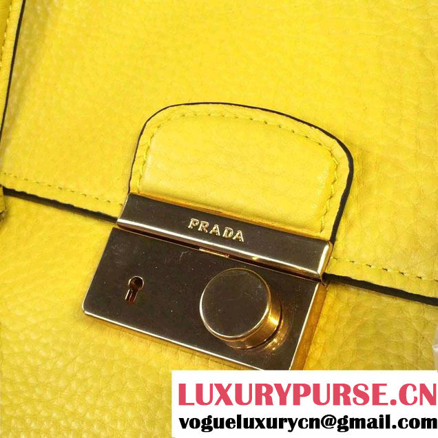 Prada Clemence Leather Tote Bag 2669 Yellow 2015