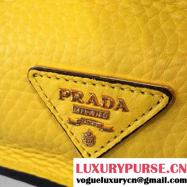 Prada Clemence Leather Tote Bag 2669 Yellow 2015