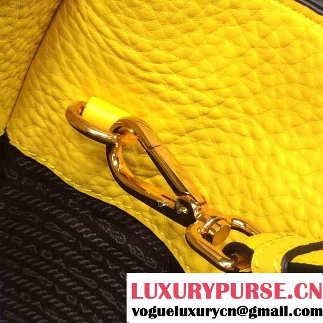 Prada Clemence Leather Tote Bag 2669 Yellow 2015