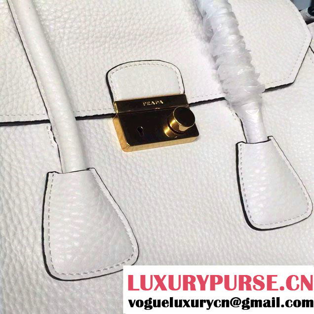 Prada Clemence Leather Tote Bag 2669 White 2015