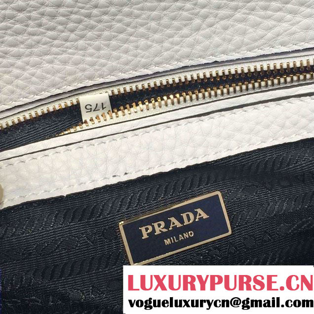 Prada Clemence Leather Tote Bag 2669 White 2015