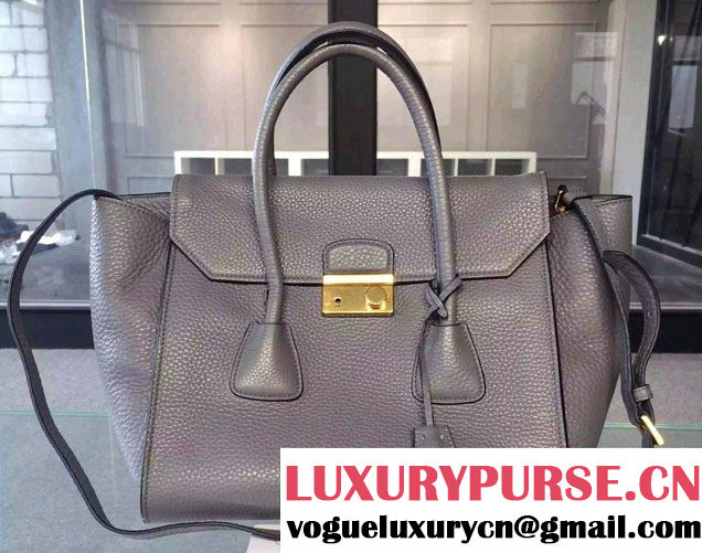 Prada Clemence Leather Tote Bag 2669 Gray 2015