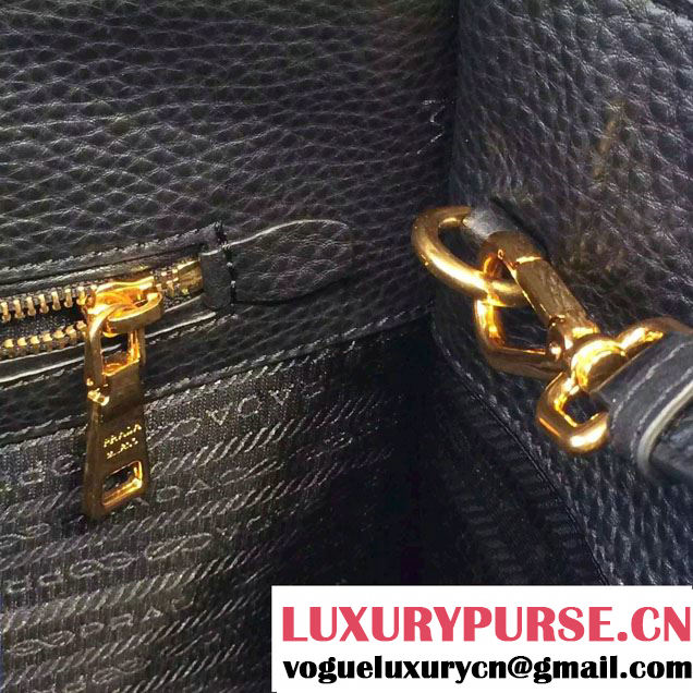 Prada Clemence Leather Tote Bag 2669 Black 2015
