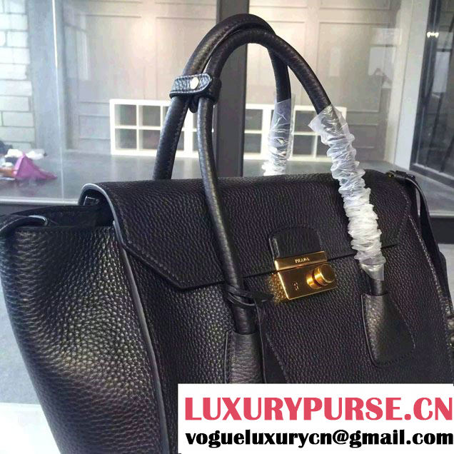 Prada Clemence Leather Tote Bag 2669 Black 2015
