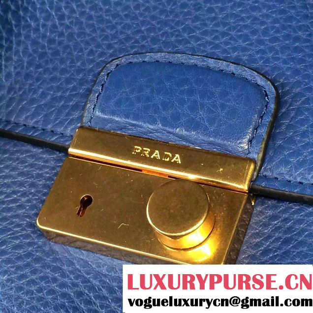 Prada Clemence Leather Tote Bag 2669 Blue 2015