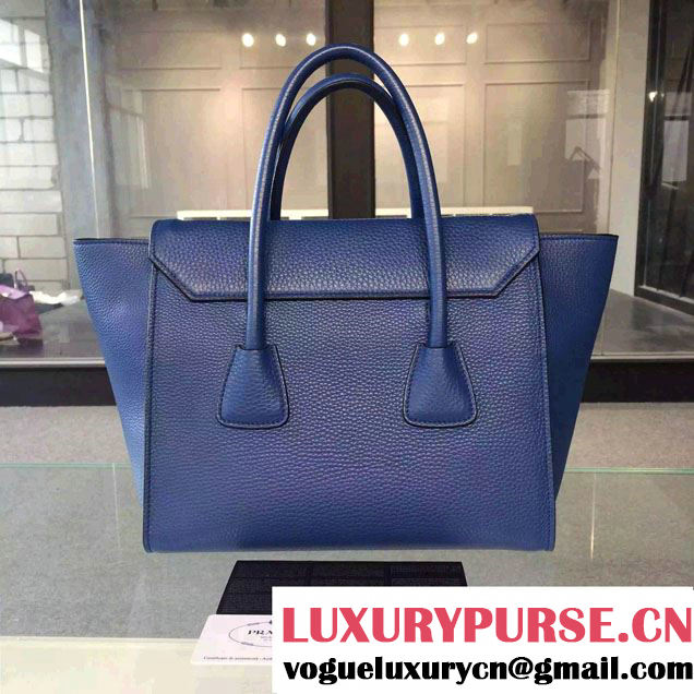 Prada Clemence Leather Tote Bag 2669 Blue 2015