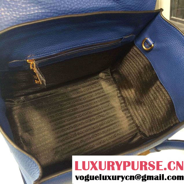 Prada Clemence Leather Tote Bag 2669 Blue 2015