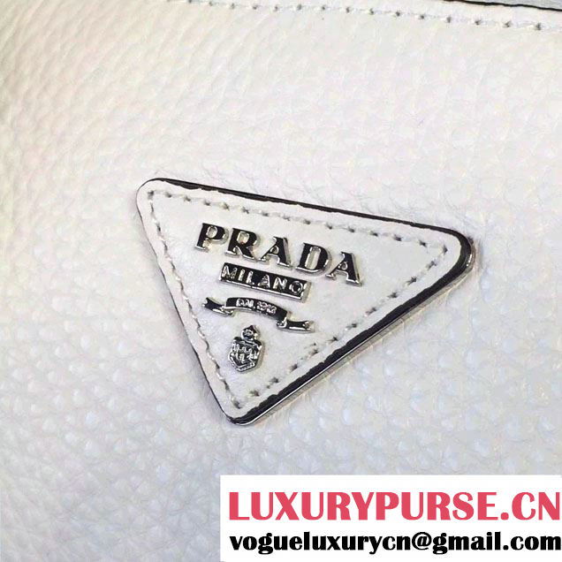 Prada Clemence Leather Tote Bag BR5128 White 2015