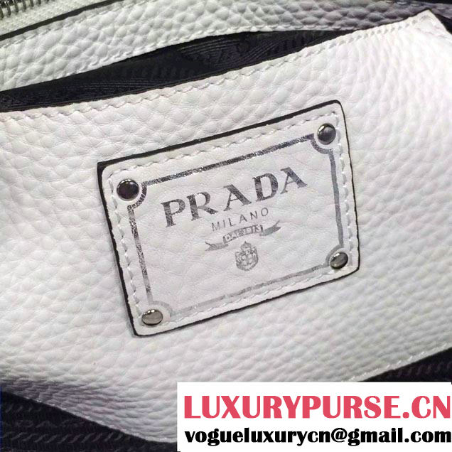 Prada Clemence Leather Tote Bag BR5128 White 2015
