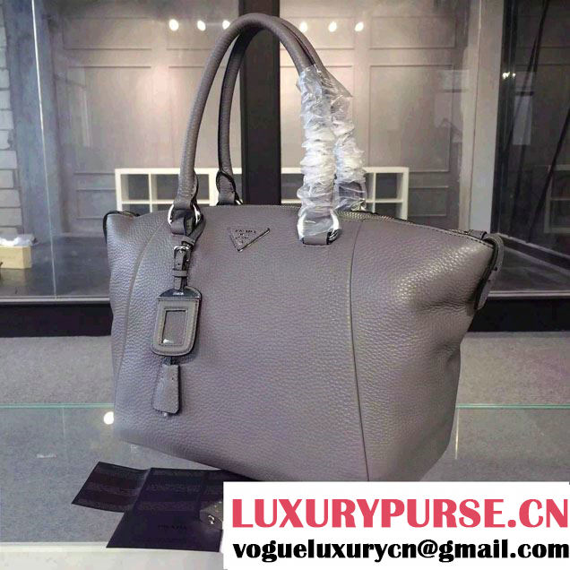 Prada Clemence Leather Tote Bag BR5128 Gray 2015