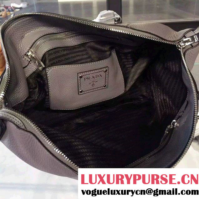 Prada Clemence Leather Tote Bag BR5128 Gray 2015