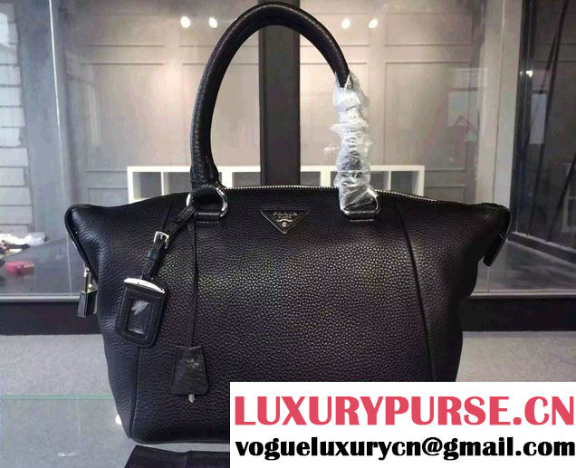 Prada Clemence Leather Tote Bag BR5128 Black 2015