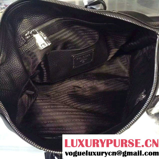 Prada Clemence Leather Tote Bag BR5128 Black 2015