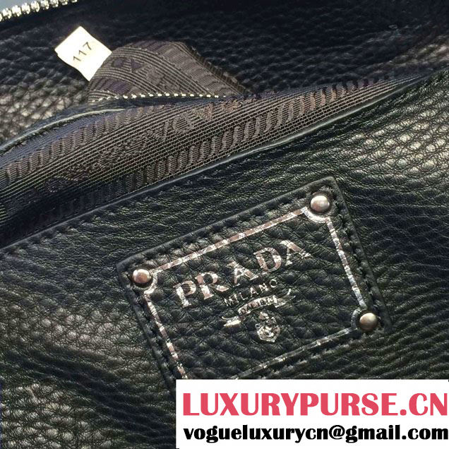 Prada Clemence Leather Tote Bag BR5128 Black 2015