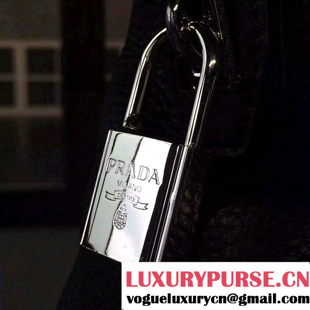 Prada Clemence Leather Tote Bag BR5128 Black 2015